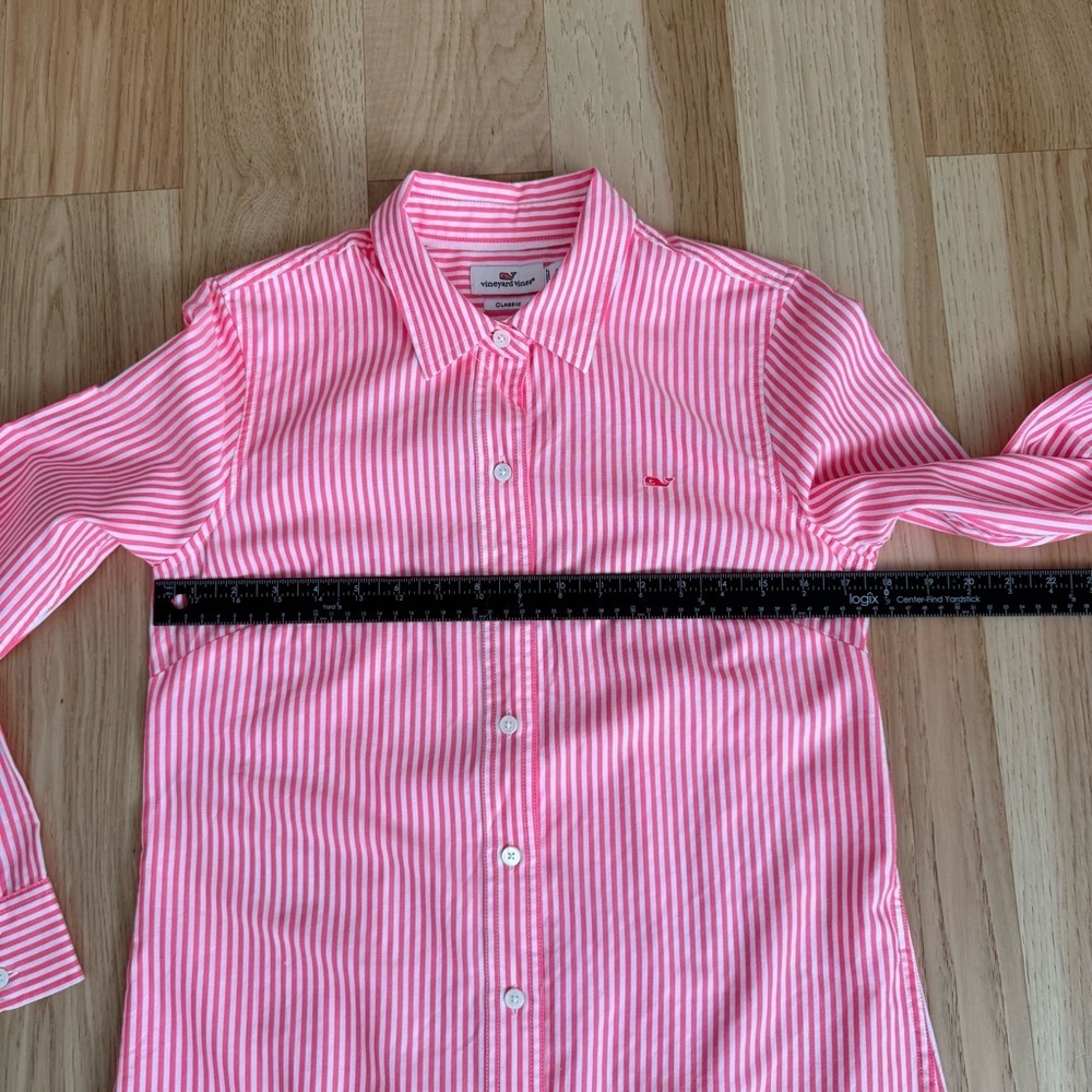 Vineyard Vines Preppy Pink and White Striped Button Down Shirt Size 4 - Picture 11 of 14